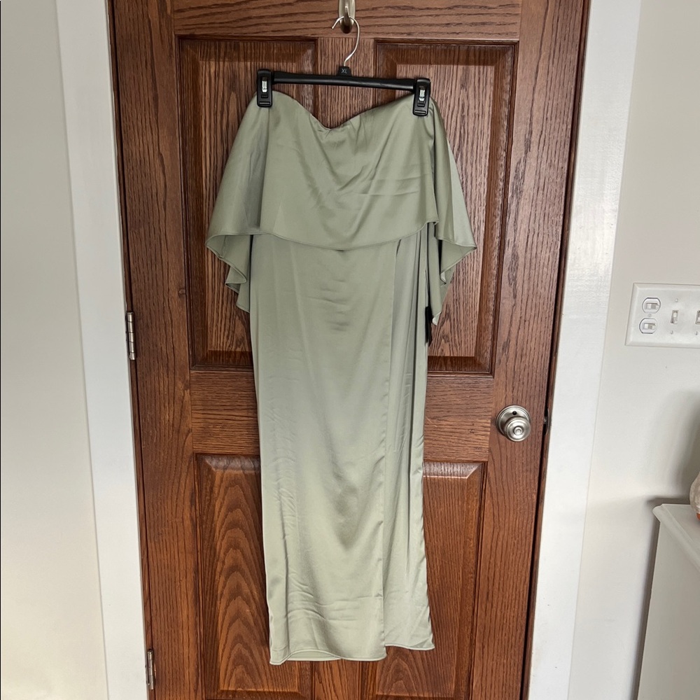 Elegant Sage Green Off-Shoulder Dress